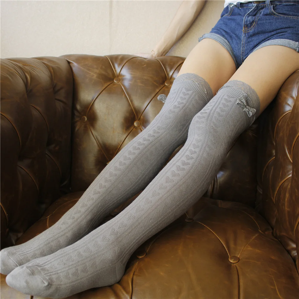 Heart Pattern winter Stockings High Over The Knee Socks Women Sexy Thigh for Girls Vertical Long Cotton Warm Stockings Medias