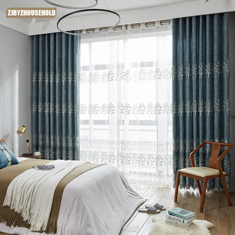 

European Style New Style Chenille Embroidery Jacquard Shade Curtains for Living Dining Room Bedroom.
