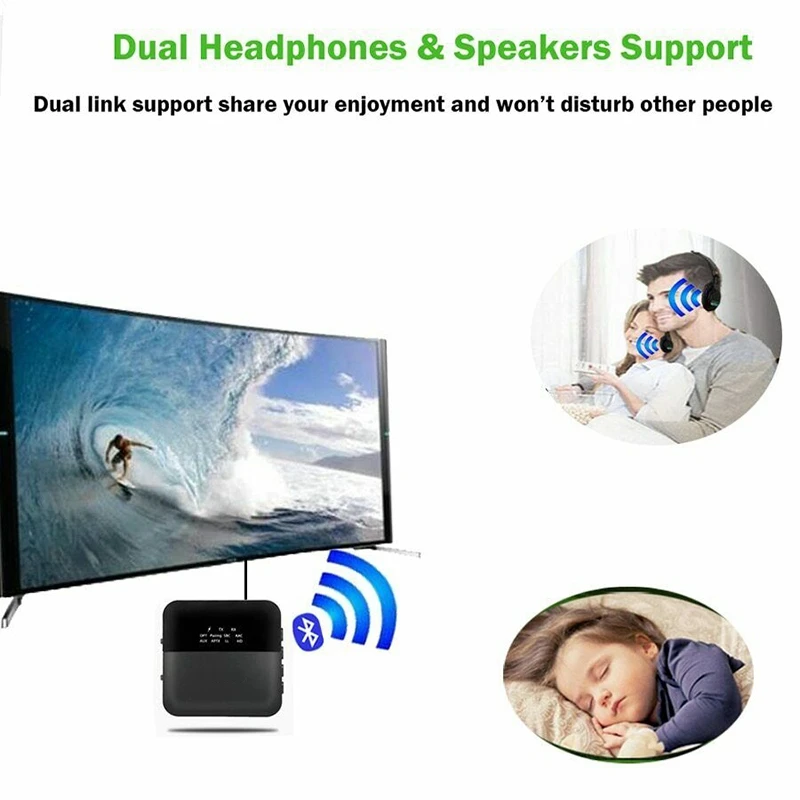 

2 in 1 Bluetooth 5.0 Transmitter Receiver Adapter Wireless HD o 3.5mm AUX RCA APTX for TV Home Stereo System