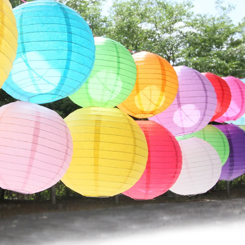 

4" 6" 8" 10" 12" 14" 16" Chinese Paper Lanterns White Blue Purple Gold Hanging Lampion Ing Paper Lamp Wedding Decoration