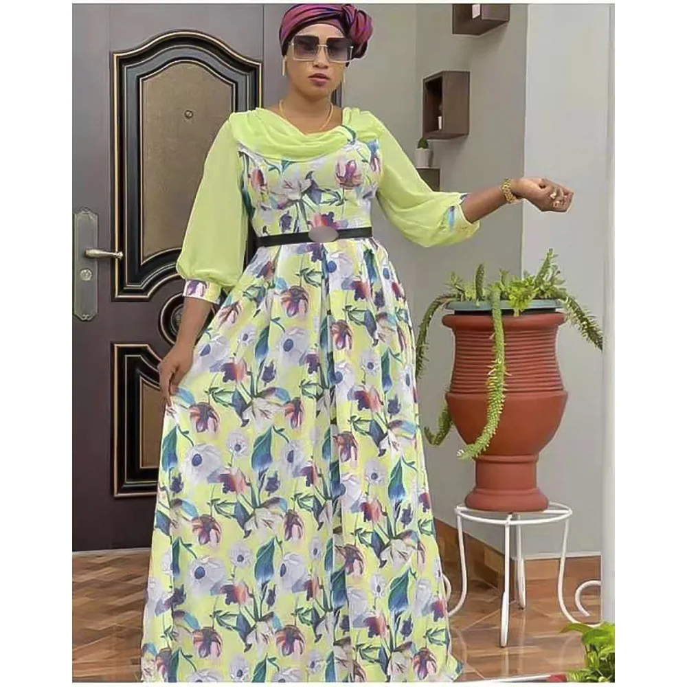 

Plus Size Print Dashiki African Dresses for Women Long Sleeve Party Gowns Kaftan Dress 2021 Summer Robe Boubou Africain Femme