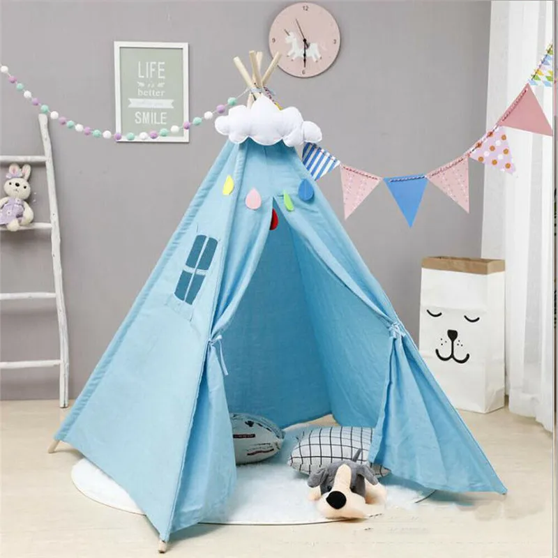 1,6 м детская палатка Tipi большой Unbleached холст оригинальная детская палатка дом складной Крытый детский игровой дом Индия треугольные палатки