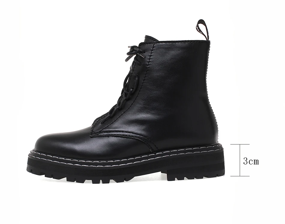 Большие размеры 34-43; новые женские Ботинки martin из натуральной кожи; повседневные ботинки на молнии; Зимние Теплые ботильоны на шнуровке; модные женские ботинки