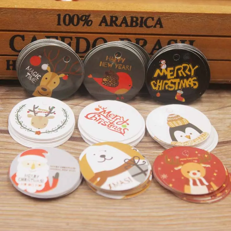 200 шт мульти милые белые/черные бумажные бирки для подарков веселые