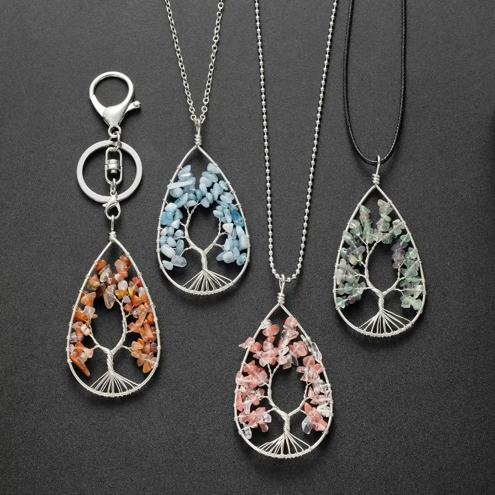7 Чакра жизнь дерева кулон брелок заживляющие Кристаллы ручной работы обернутый