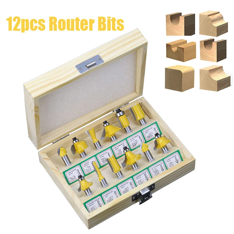 

12pcs 8mm Router Bit Set Trimming Straight Milling Cutter Wood Bits Tungsten Carbide Cutting Woodworking Trimming Tools Set