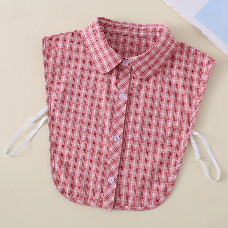 

Women Cotton Detachable Collars Ladies Fake Collar Striped Plaid Female False Collar Blouse Lapel Shirt Faux Col Neckwear Decor