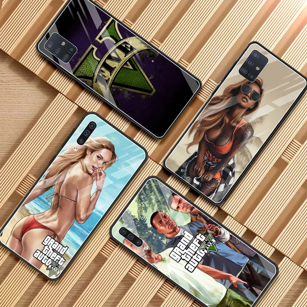 

Grand Theft Auto GTA V Glass Shell For Samsung Galaxy A71 A52 A51 A21 A31 A11 A21s Note 10 Lite M51 M31 M21 Cover Transparent
