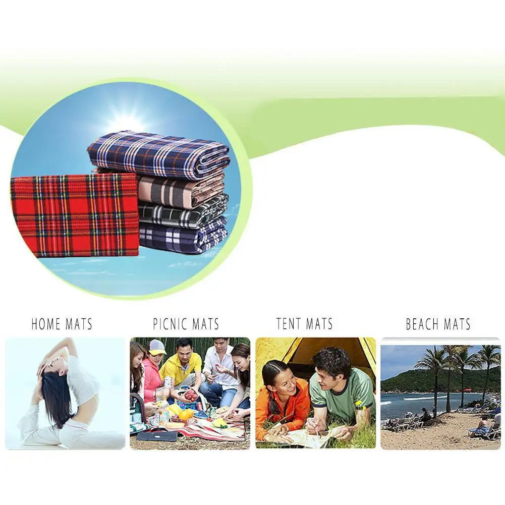 

[ Hot Sale ] Folding Camping Mat Outdoor Beach Picnic Lightweig Waterproof Sleeping Camping Pad Mat Moistureproof Plaid Blanket