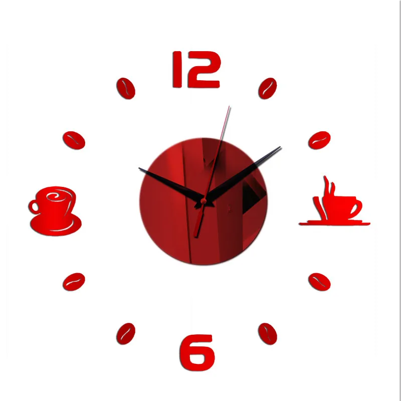 4 Colors 2019 Cup scale Wall Clock Frame Mirror Surface Stickers Children Bedroom 3D DIY Decoration Detachable Art | Дом и сад