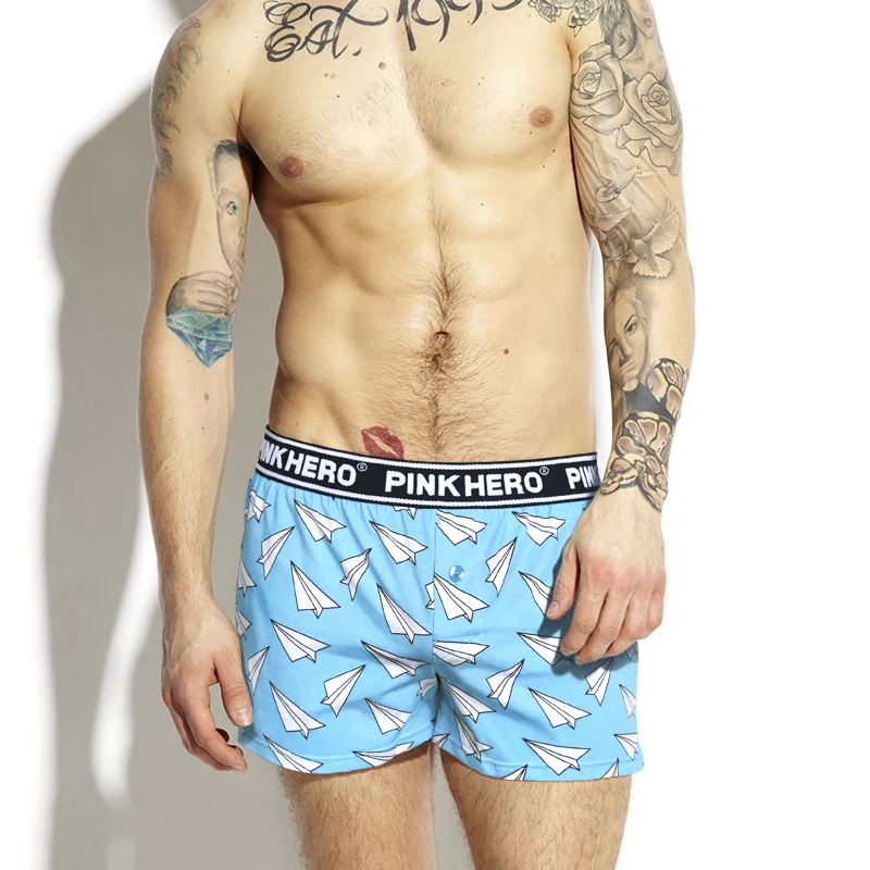 NEW Pink Heroes Men Underwear Board shorts Fashion Printed Boxers Shorts 100% Cotton Trunk | Мужская одежда - Фото №1