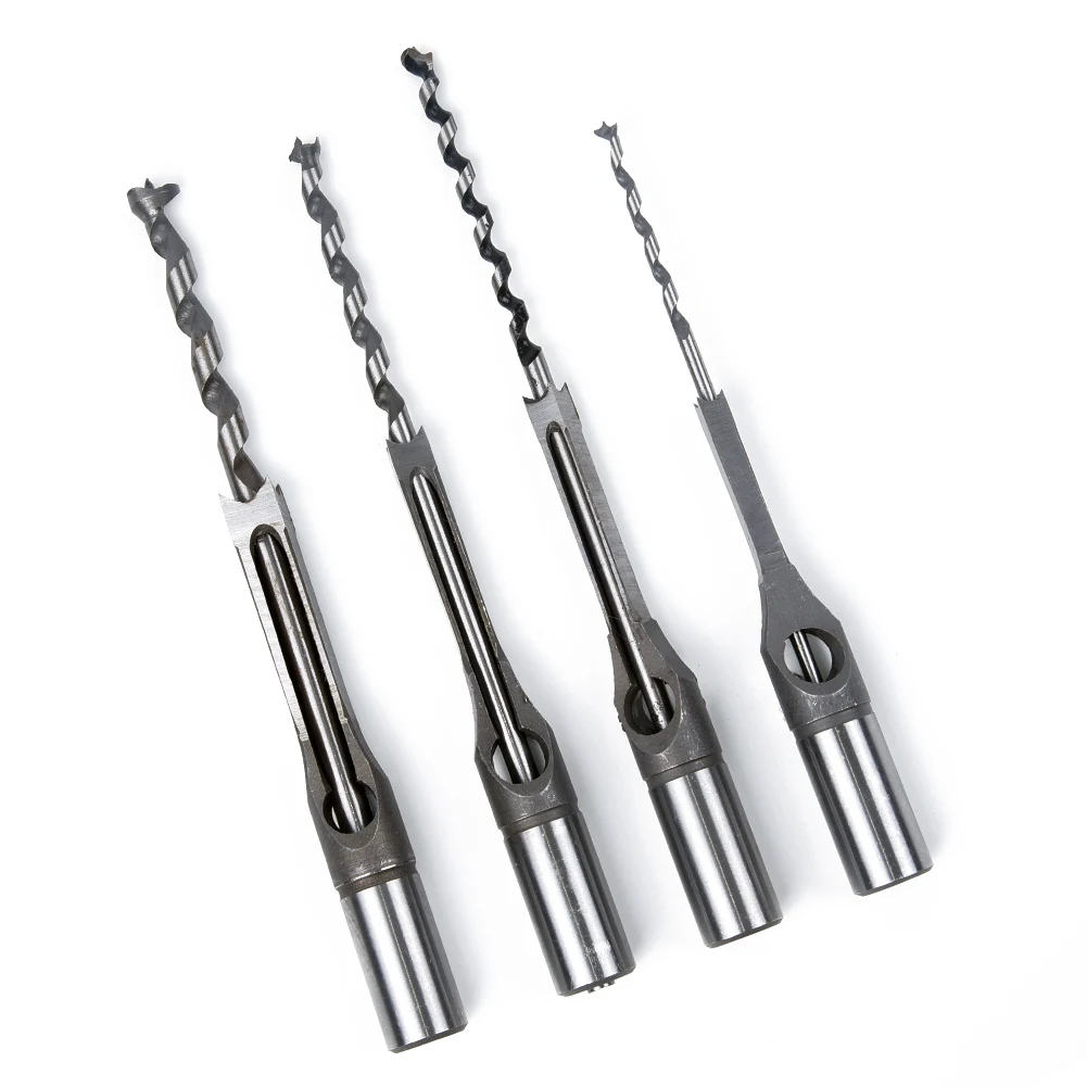 

4XWoodworking Square Hole Drill Bits Wood Mortise Mortising Chisel Set Elements