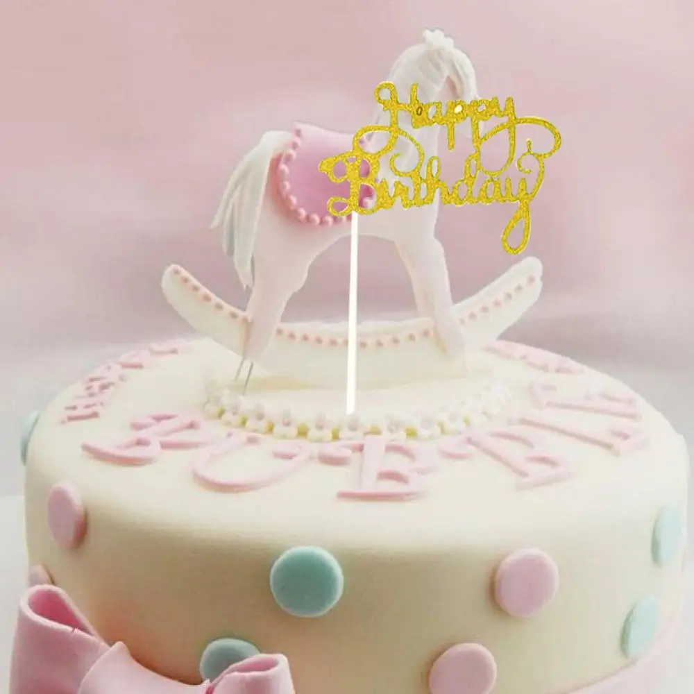 Christmas children Birthday cake card Glitter 3D Paper Happy Cake Topper Cupcake Dessert Decor Supplies insert @30 | Дом и сад