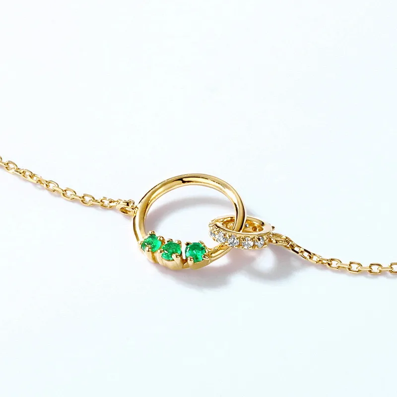 

UBESTNICE 585 Trendy Luxury 14K Yellow Gold Natural Emerald Chokers Necklace For Women Party 3A Zircon Bracelets Fine Jewelry