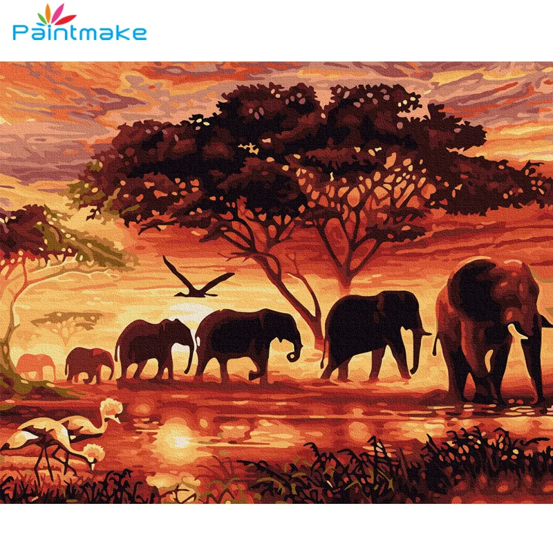 PAINTMAN elephant DIY живопись по номерам наборы для рисования масляная на холсте