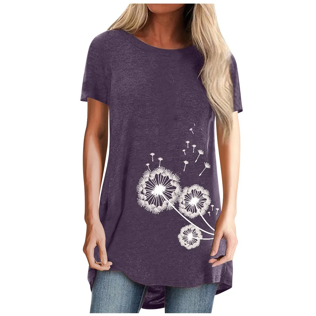 Футболка женская с коротким рукавом повседневный Свободный Топ круглым вырезом