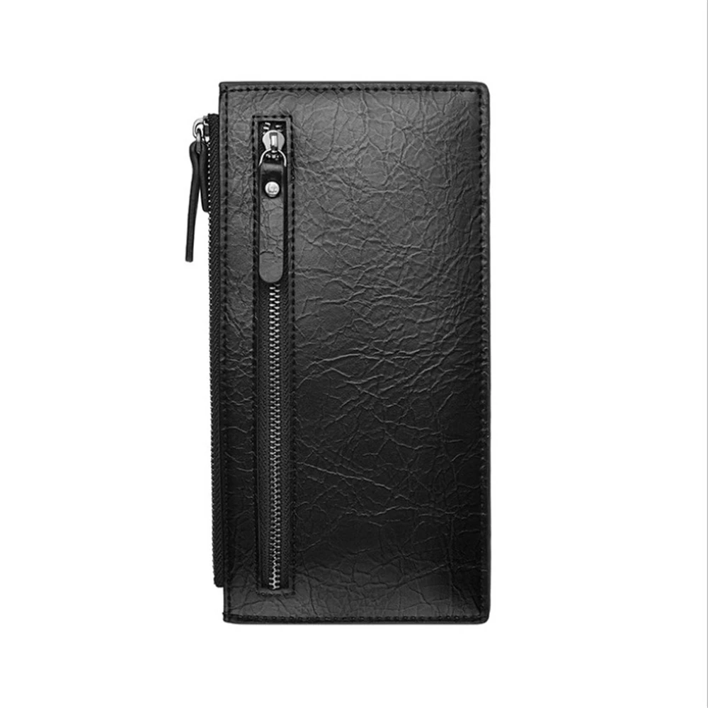 Деловой мужской клатч из искусственной кожи модный длинный кошелек на молнии для