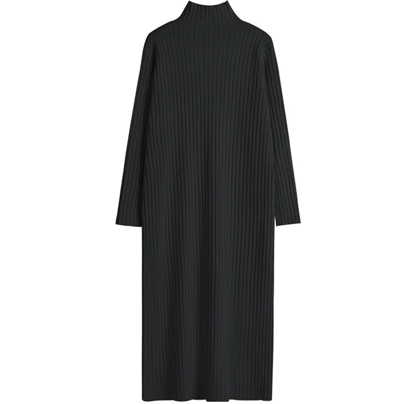 

Only Plus Loose Long Knitted Dress 2021 Solid O-Neck Kint Sweater Dresses Female Causal Robe Femme Chic Elegant Inside Vestdios