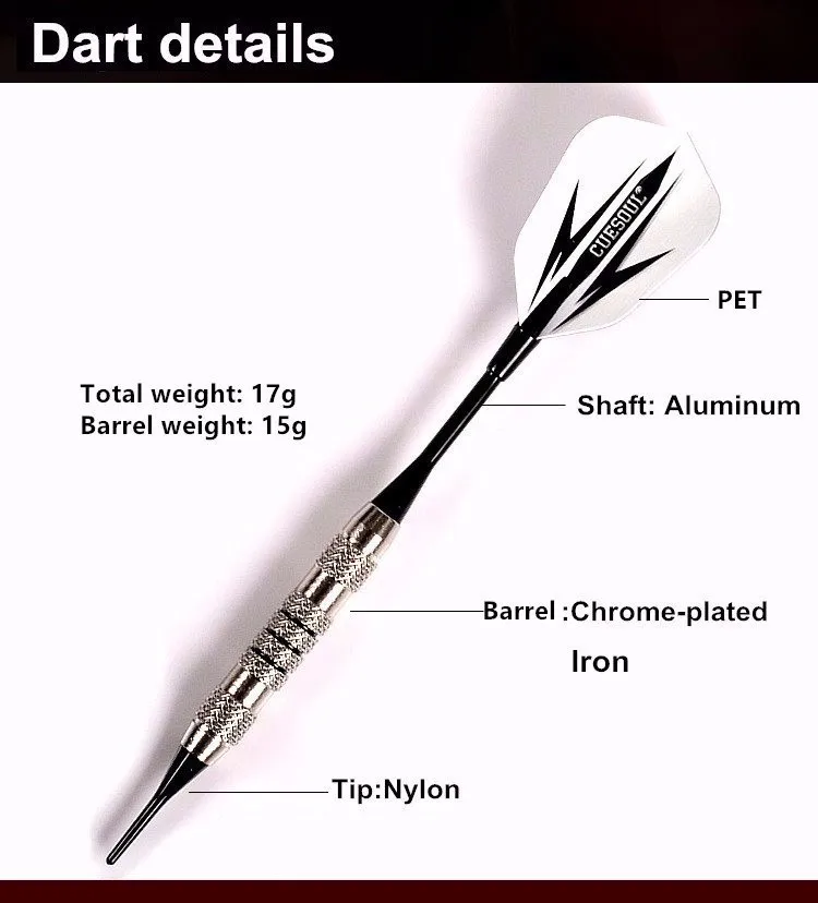 New CUESOUL 3pcs/set Professional Darts 16g Soft Electronic Tip With Chrome plated Iron Aluminum Shaft|soft tip|darts electronicsoft darts |