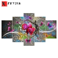5pcs 5D diamond painting cross stitch Abstract art black and white abstract couple dancers square drill full diamond decoration