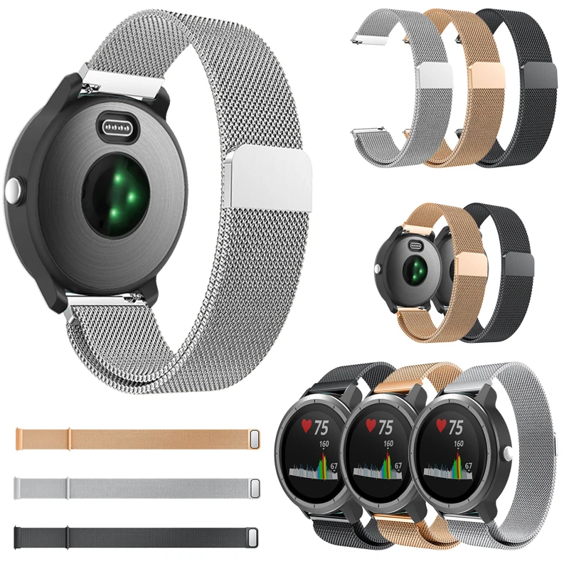 

20mm Stainless Watch-Band Strap Bracelet Milanese-Loop For Garmin Vivoactive 3