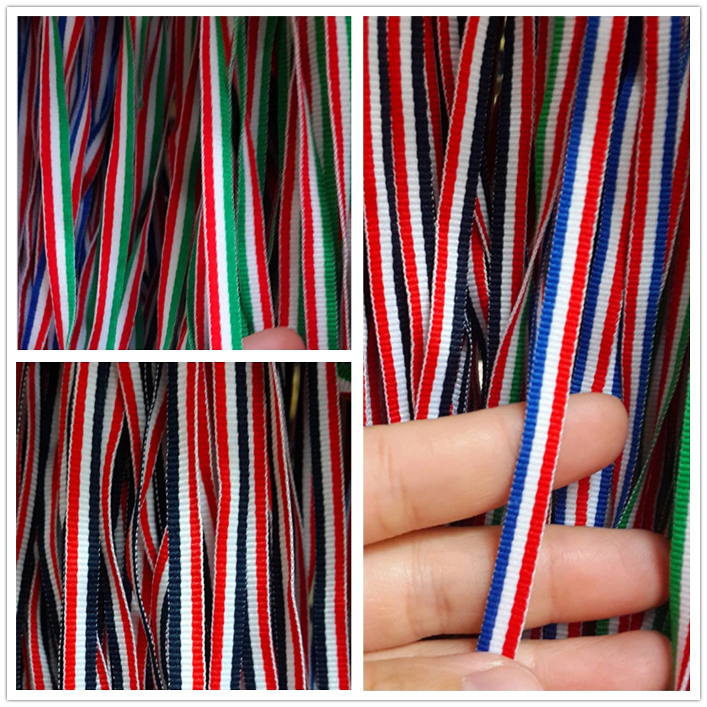 

50 Yards/Roll 5mm & 10mm Width Polyester Webbing Three Color Stripe Gift Belt