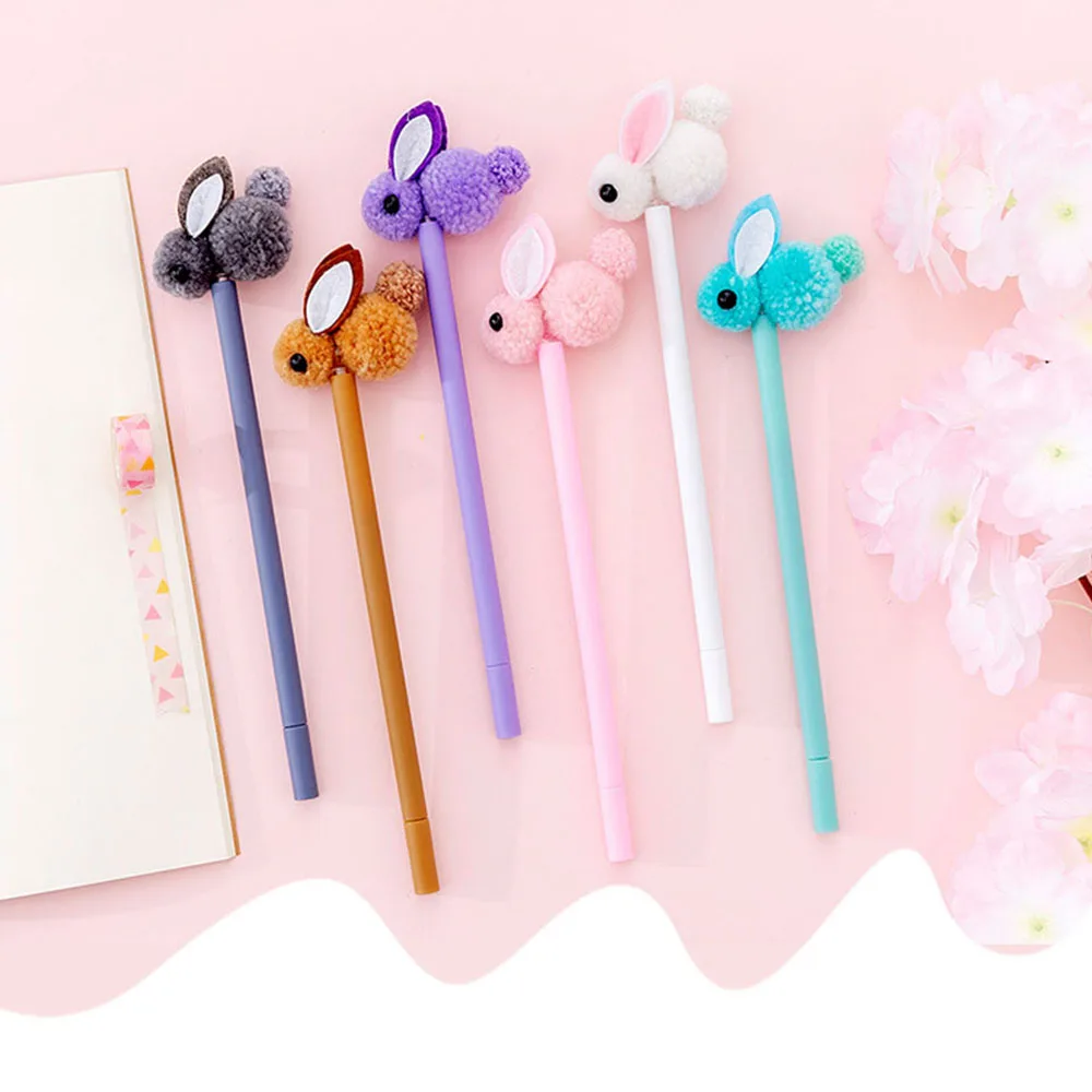 Кавайная плюшевая гелевая ручка в виде кролика 0 38 мм гелевые ручки с черными