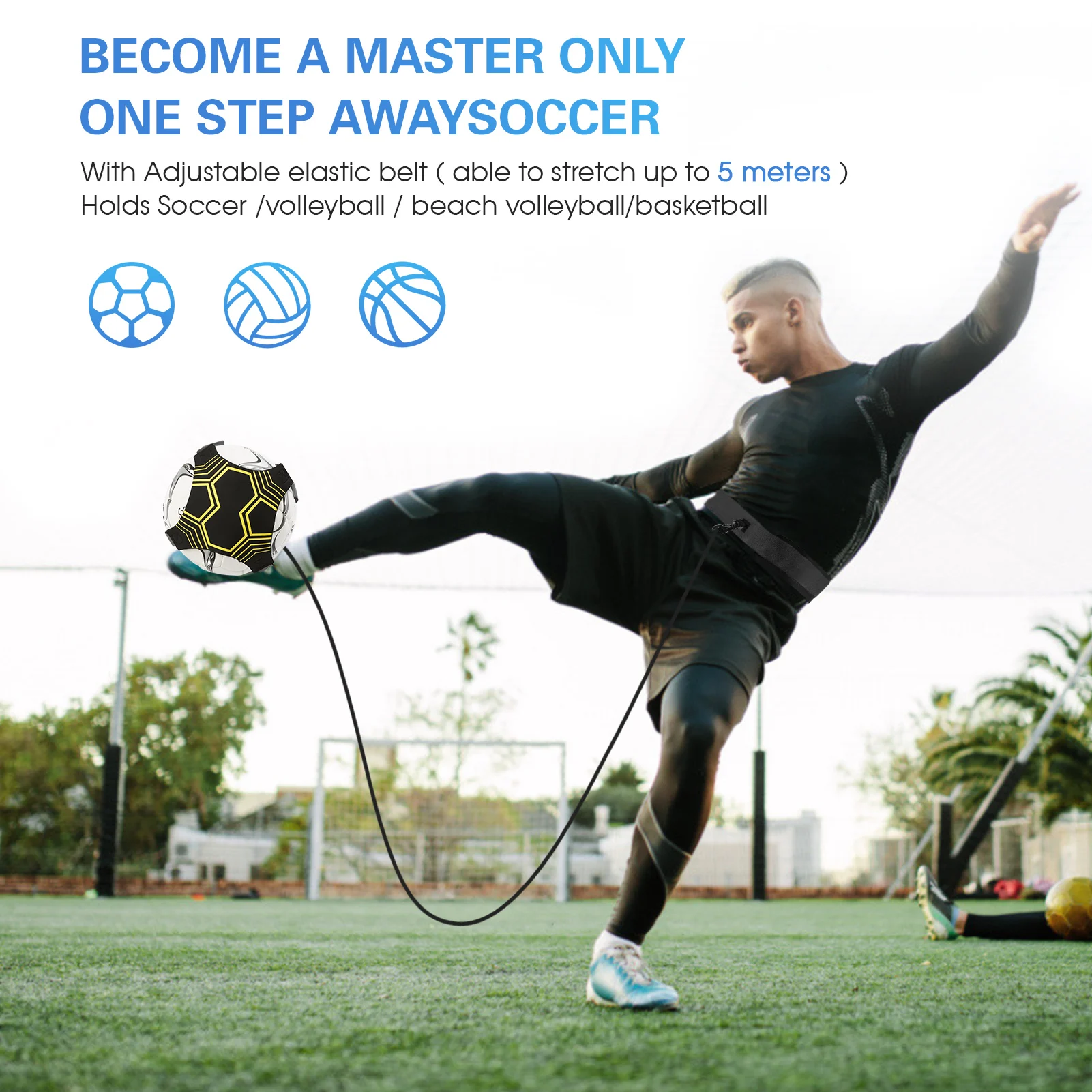 

Soccer Trainer Soccer Kick Trainer Solo Practicing Soccer Training Aid with Adjustable Belt Soccer Training Equipment All Size