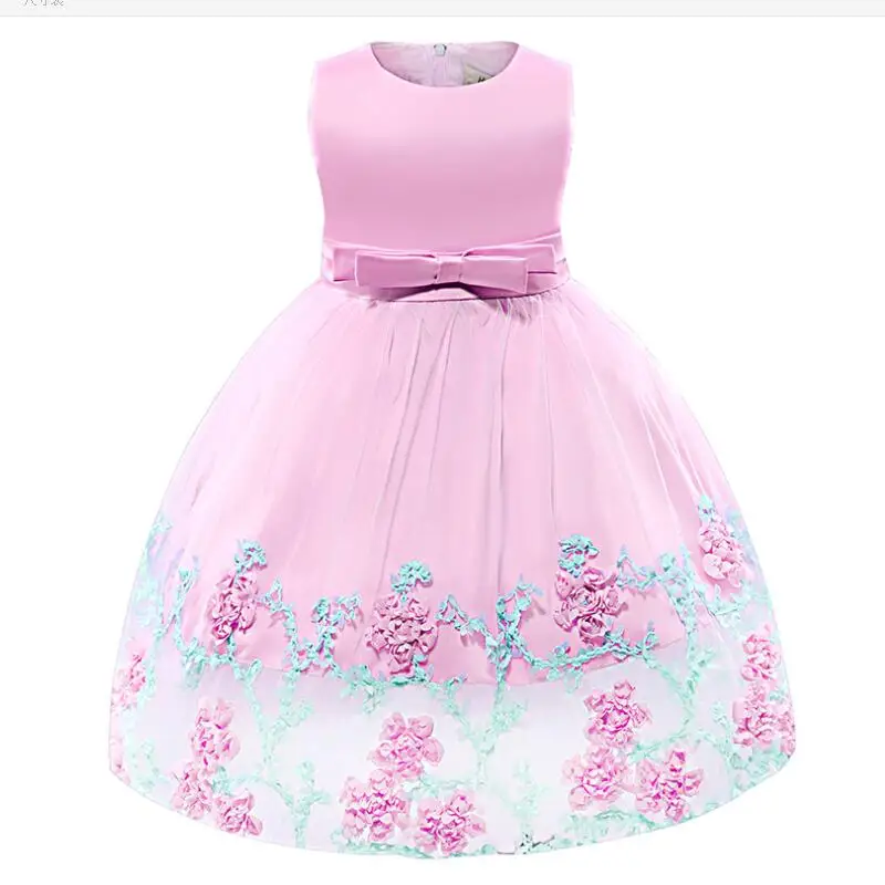 Новое платье для маленьких девочек летнее кружевное без рукавов с цветами одежда