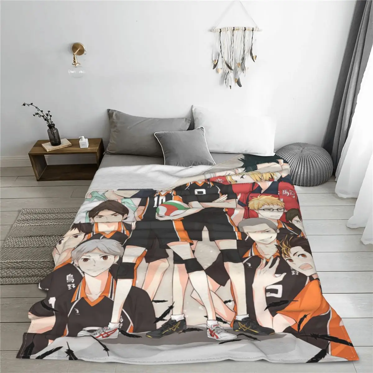 Флисовое одеяло Haikyuu Karasuno Team легкое японское брикет для кровати дивана