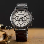 BOBO BIRD мужские деревянные военные часы из нержавеющей стали с автоматическим отображением даты наручные часы с хронографом светящиеся руки на заказ Прямая поставка