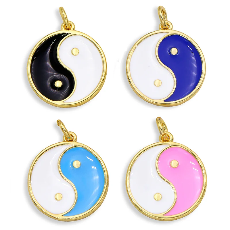 

OCESRIO Brass Yin Yang Charms Gold for Necklace Bracelet Disc Enamel Charms for Jewelry Making Bulk Spiritual Jewelry pdta323