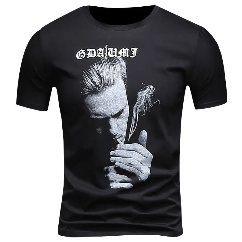 

Top Men T-shirt Short Sleeve T-shirt Men's Slim Round Neck Printed Half Sleeve Shirt New Summer Men's Mercerized Cotton Collar
