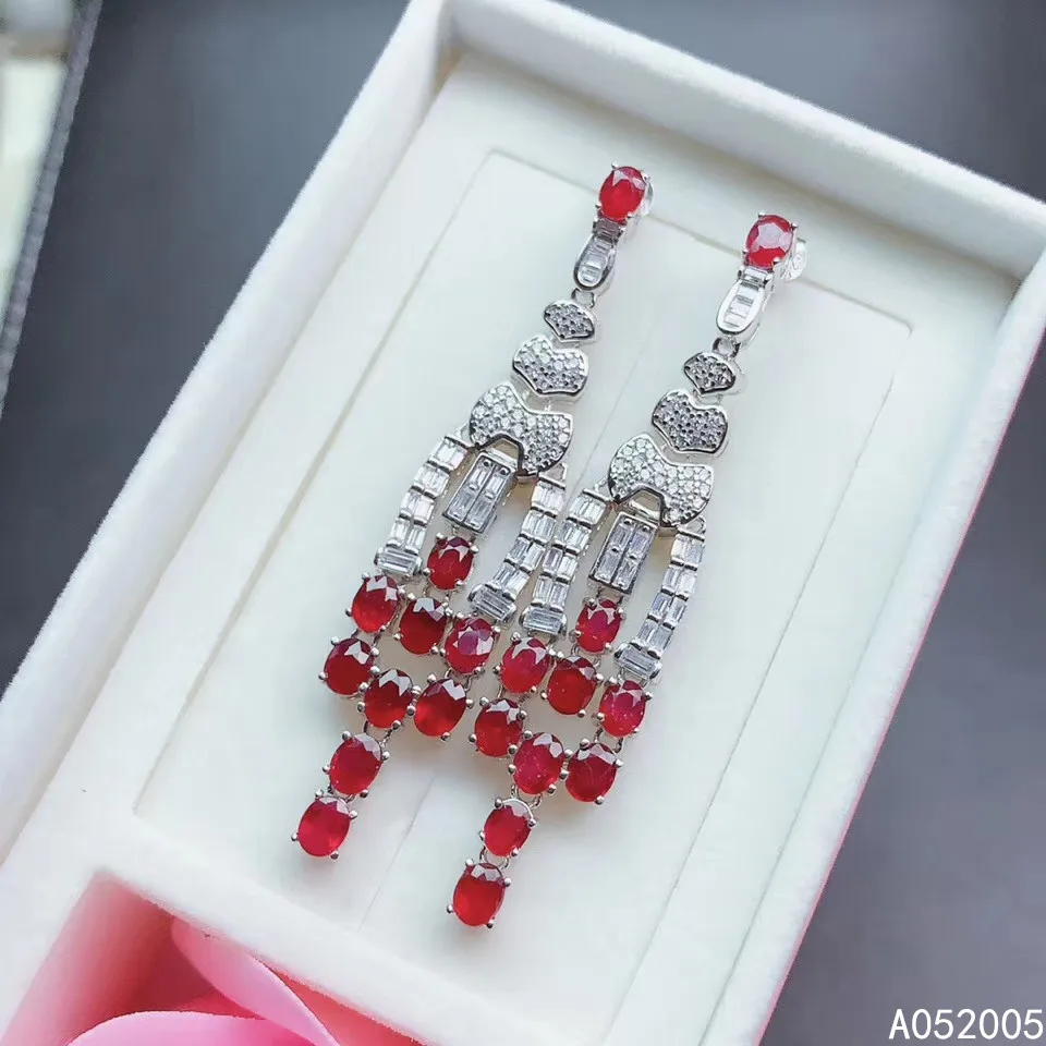 Женские серьги с инкрустированным Рубином KJJEAXCMY серебряные инкрустацией из