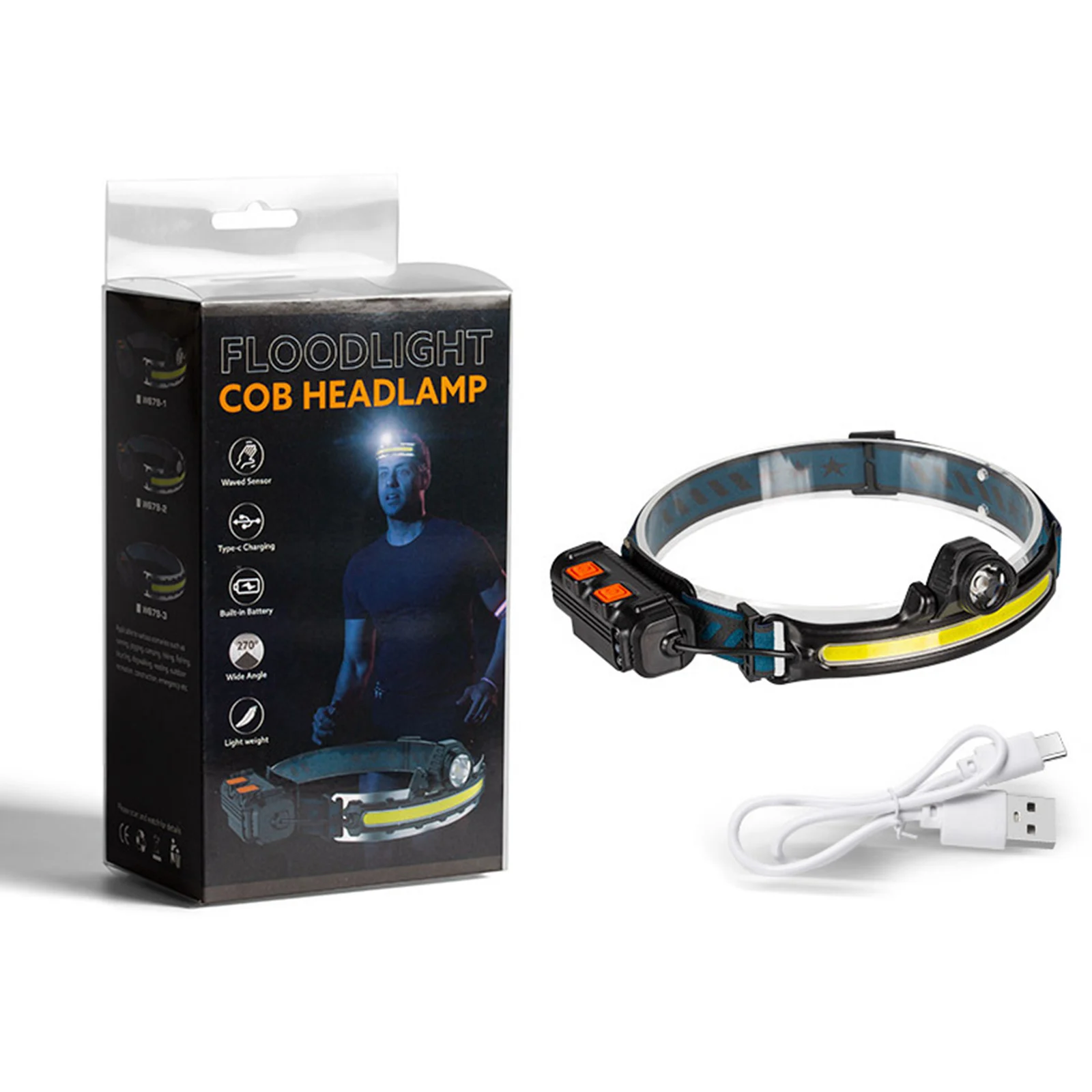Sensor Headlight T6+COB Floodlight Type-C Rechargeable Outdoor Zoom Fishing Work LED Multi-function | Лампы и освещение