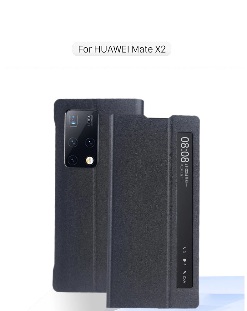 

Genuine Leather Smart Windows Bracket Case For Huawei Mate X2 5G Case For Huawei Mate X2 Case For Huawie MateX2 Phone Case
