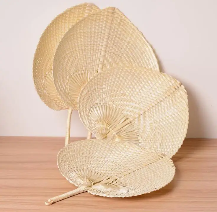 

50pcs Hand-woven Straw Bamboo Hand Fan Baby Mosquito Repellent Fan for Summer Wedding Favor Party Gift SN1022