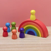 12pcs wooden rainbow toy creative wood rainbow stacked balance blocks baby toy montessori educational toys for children