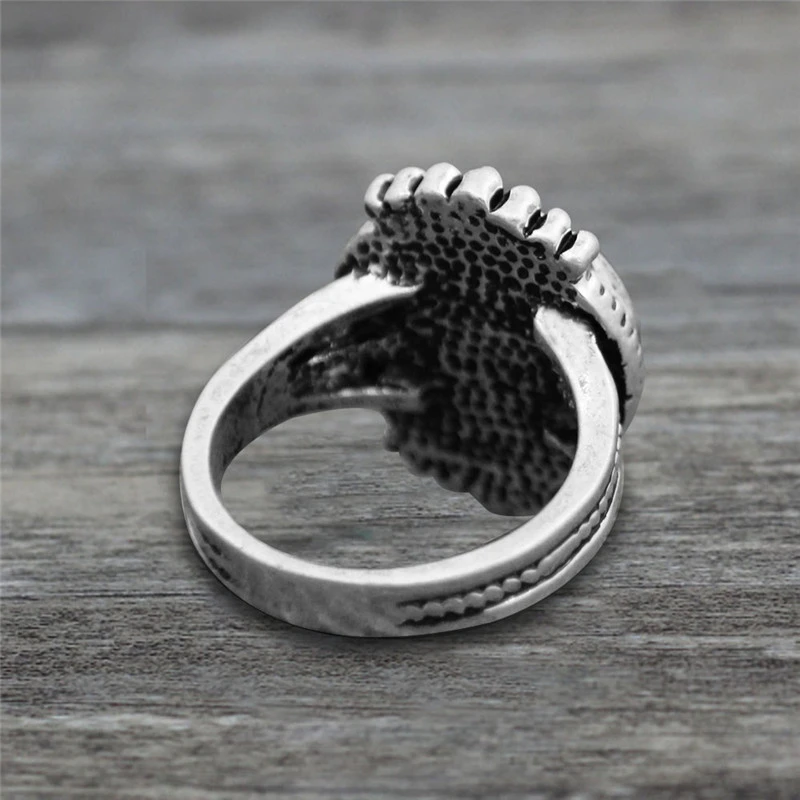 Круглое черно-белое женское кольцо-Камея для женщин Винтажное кольцо с хвостом