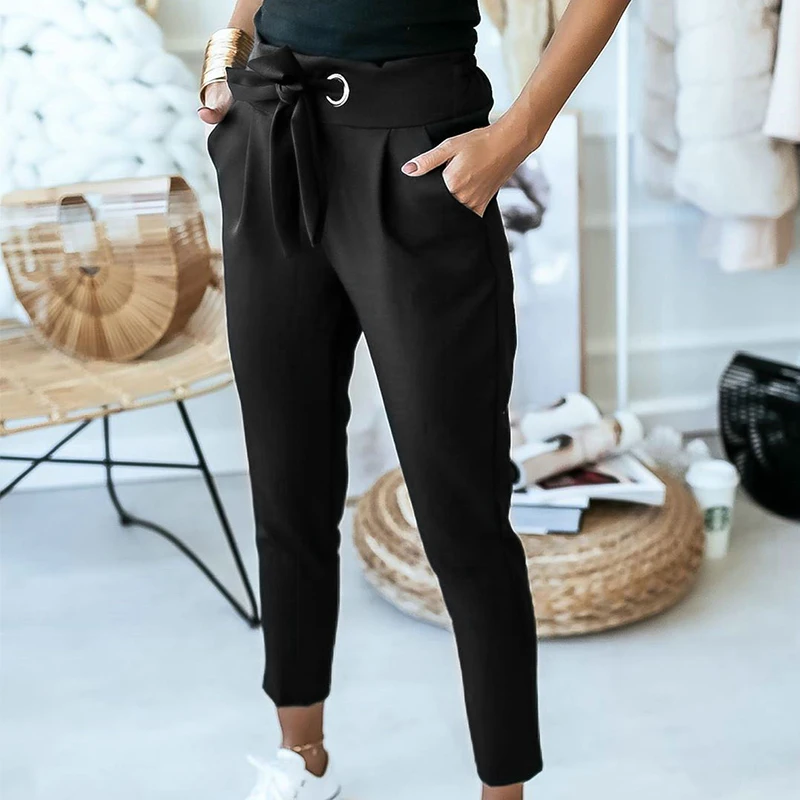 Брюки Карандаш Vicabo женские с эластичным поясом офисные черные брюки до щиколотки