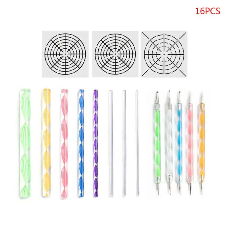 

16pcs/set Mandala Dotting Tools Kit for Painting Rock Stone Pottery Rod Stencil K92C
