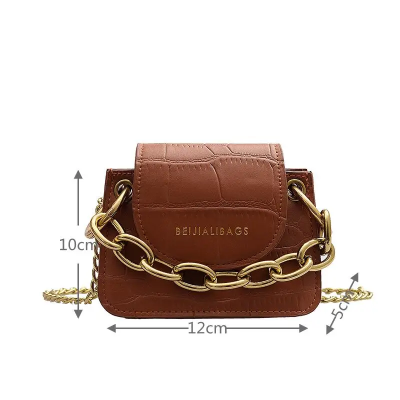 

Crocodile Pattern Mini Crossbody Bag Women Thick Chain Handle Handbag Female PU Leather Small Shoulder Messenger Bag And Purse