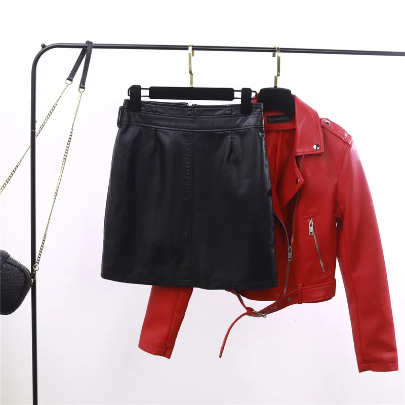 Юбка-карандаш Женская из экокожи с завышенной талией на молнии - купить по