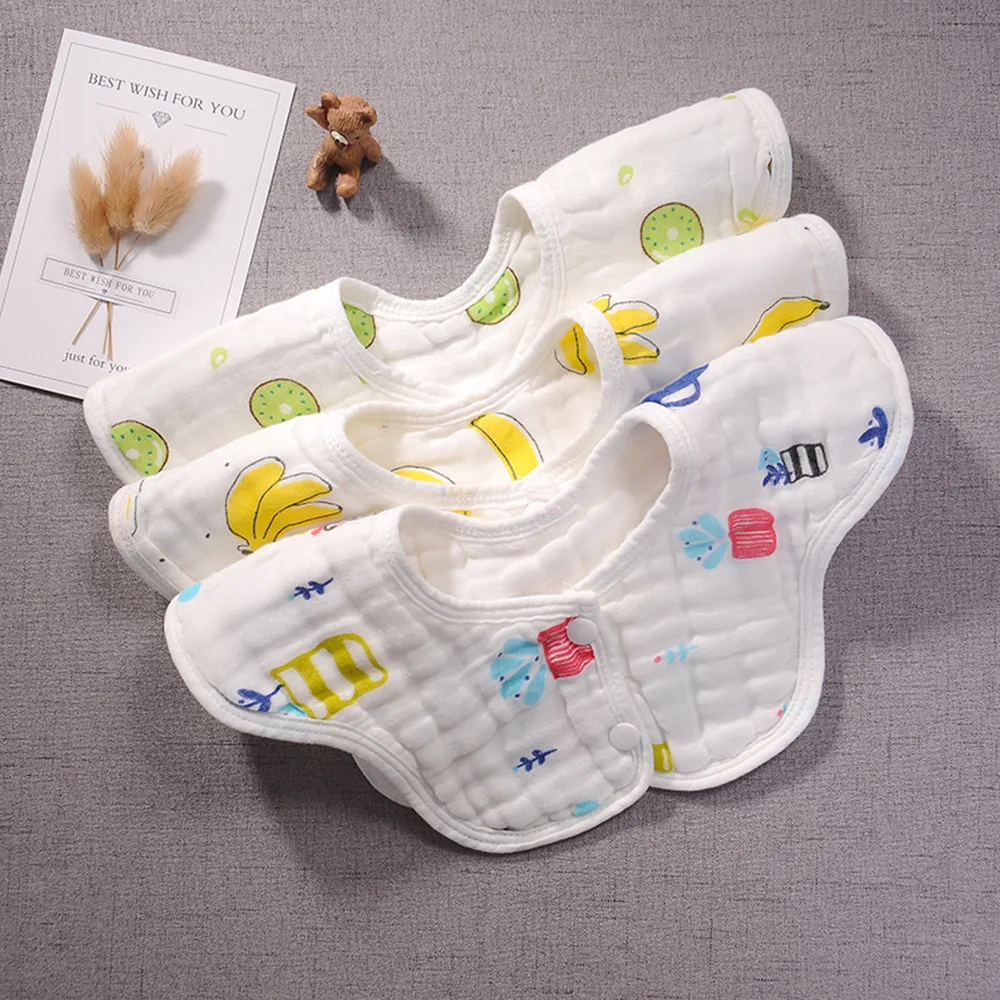 

Baby Saliva Towel Bib Newborn Baby Anti-Spit Milk Gauze Bib 360 Degrees Cotton Waterproof Baby Bib Cloth Flower Printed Scarf