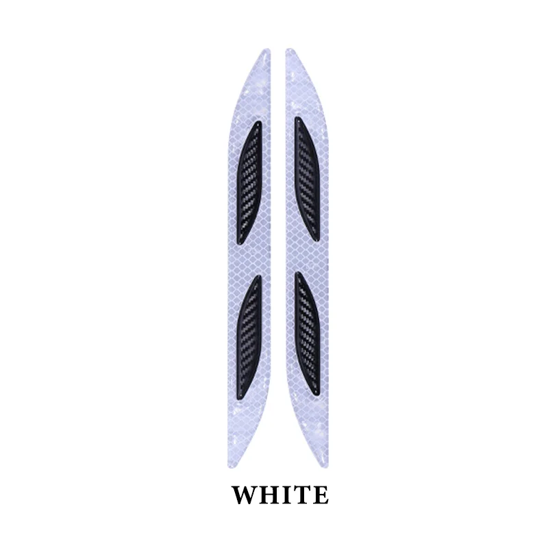 Style B White 2 шт. 3D автомобиля светоотражающие задние анти-столкновения полосы углеродного волокна бампер полоски Предупреждение льная лента Безопасный отражатель наклейки декор - Цвет: Style B White