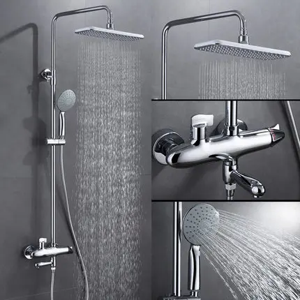 Смеситель для душа с большим тропическим душем золотистый душевой набор и черный