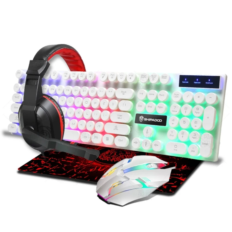 

Механическая клавиатура и мышь комбо Rgb игровые 104 клавиши проводные Usb клавиатуры Мышь и коврик для мыши для компьютера рабочего стола