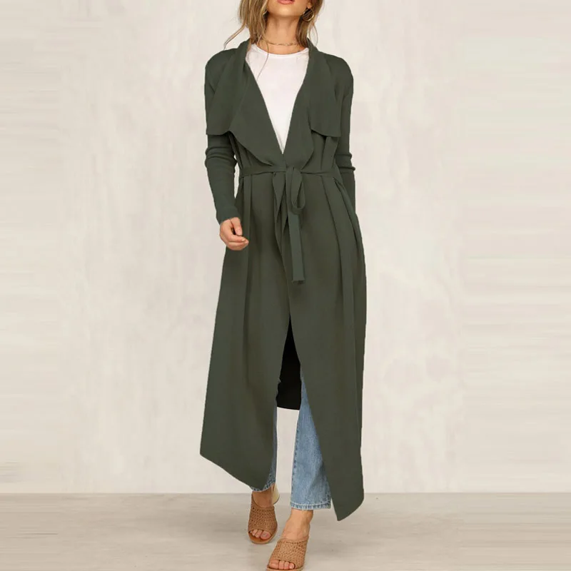 Повседневный женский длинный неровный Тренч сезон осень весна ветровки Женское