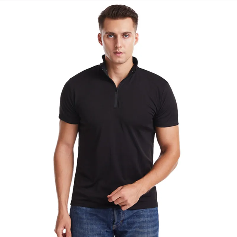 Новая спортивная мужская рубашка на молнии с воротником Спортивная футболка