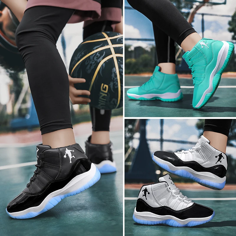 JIEMIAO 2021 New Big Children Basketball Shoes Breathable Boys Basketball Sneakers Outdoor Non-slip Kids Basket Trainer Shoes